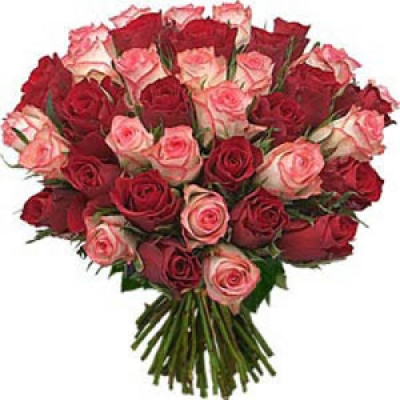 "Романтика"- букет из розовых и красных роз с доставкой по Абатскому